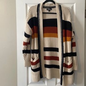 Express Striped Chunky Knit Cardigan
